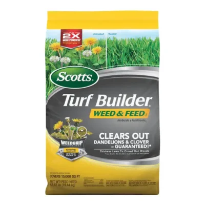 Scotts Turf Builder Weed and Feed5, Controls Dandelion, Clover, 12,000 sq. ft., 33.95 lbs.